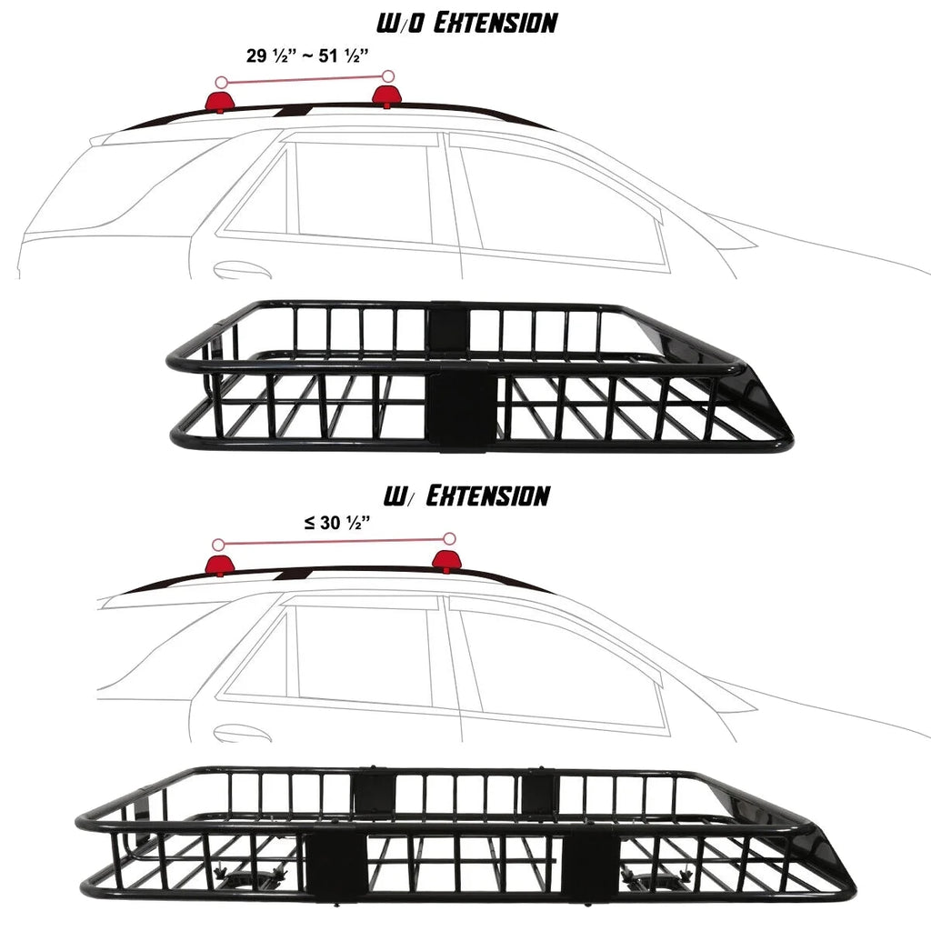 64" Extendable Steel Roof Rack Cargo Carrier Basket G117549