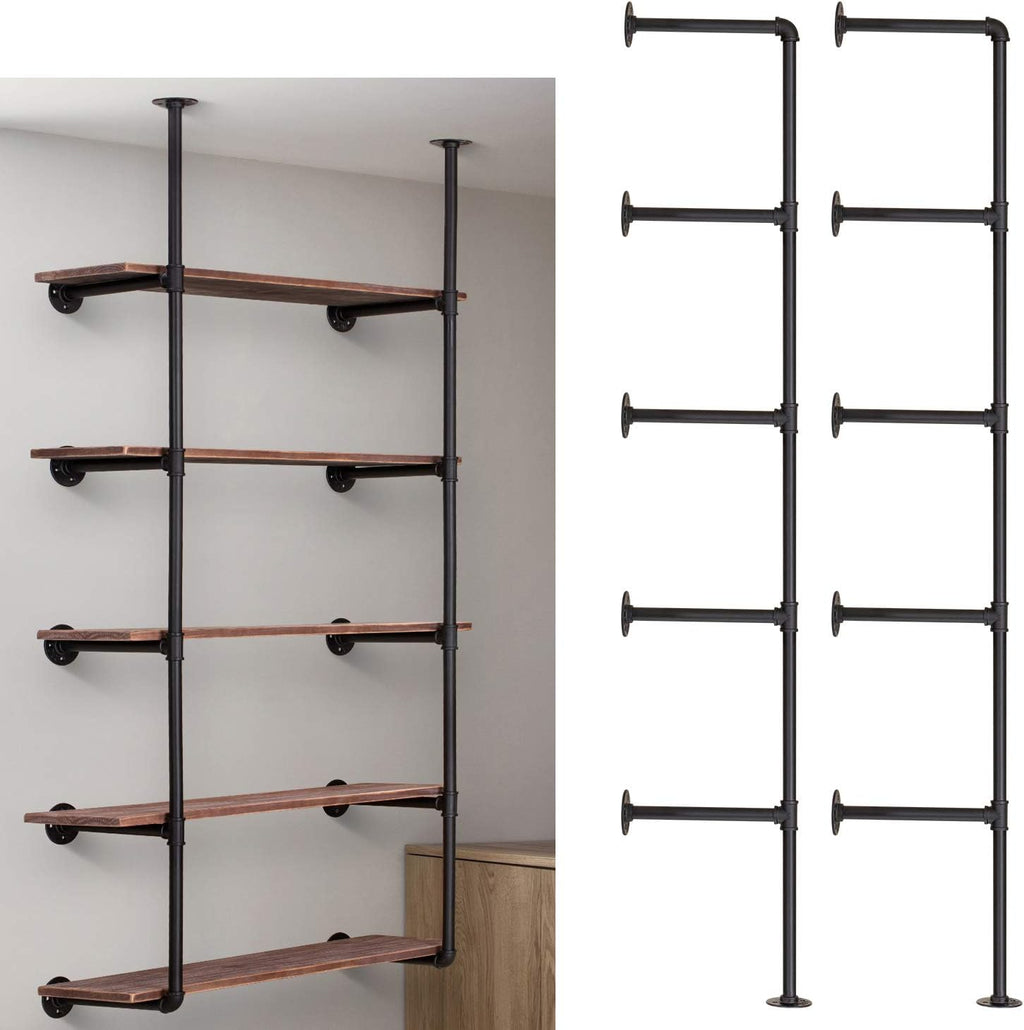 2 Pack 5 Tier Industrial Iron Pipe Shelf P826