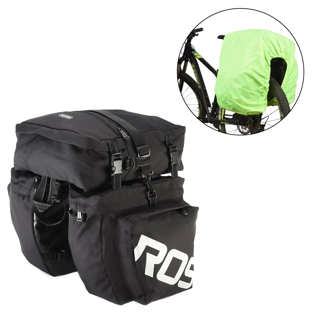 3 in 1 Multifunction Road MTB Mountain Bike Bag Pannier Rear Seat Trunk Bag with Waterproof Rain Cover J866493