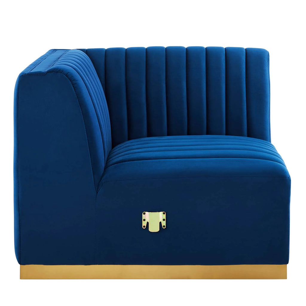 Gold/Navy Velvet Right Corner Chair M810