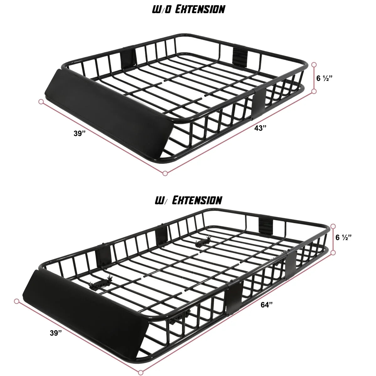 64" Extendable Steel Roof Rack Cargo Carrier Basket G117549
