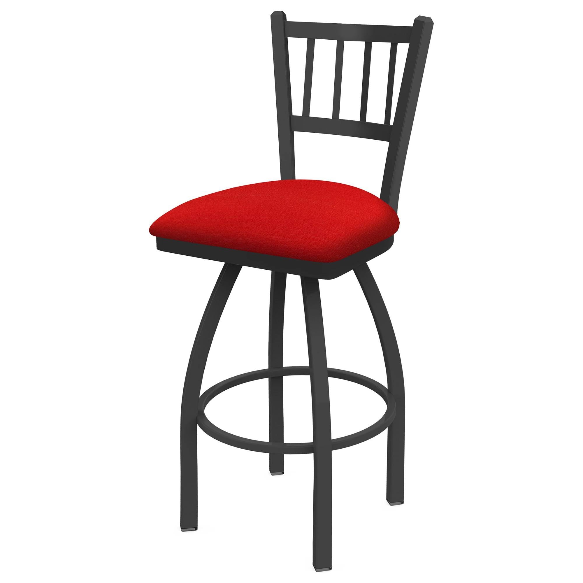 Swivel Bar Stool with Pewter and Canter Red Seat H7389