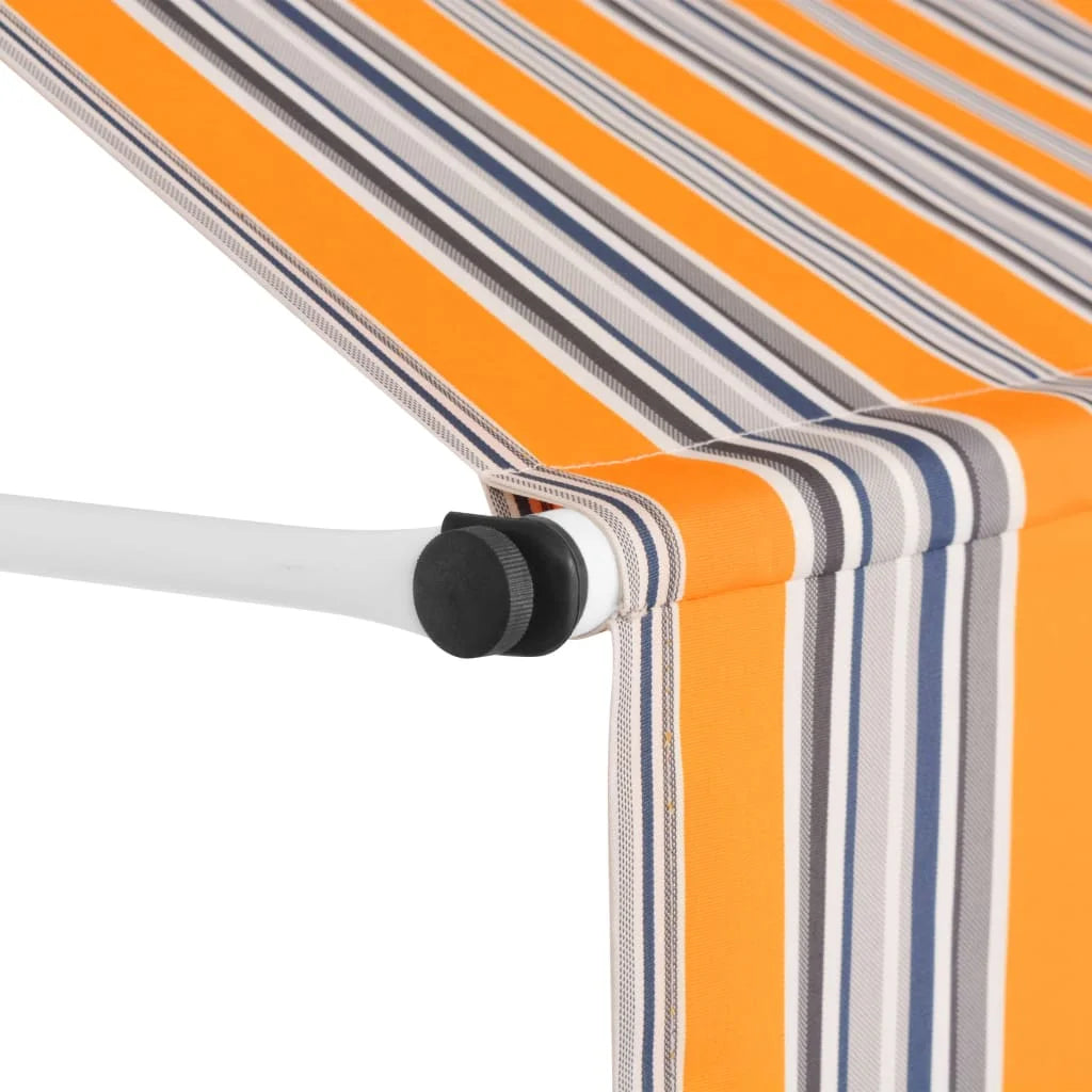 Yellow and Blue Stripes Manual Retractable Awning Q69196