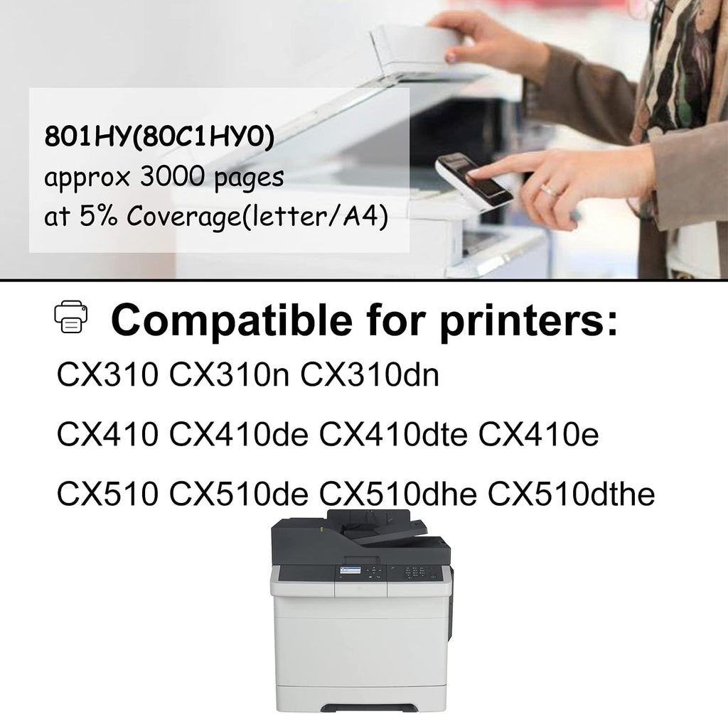 Compatible 3000 High Yield Ink Cartridge Replacement for Lexmark CX310 CX510 CX410 Printer Toner Cartridge P45573