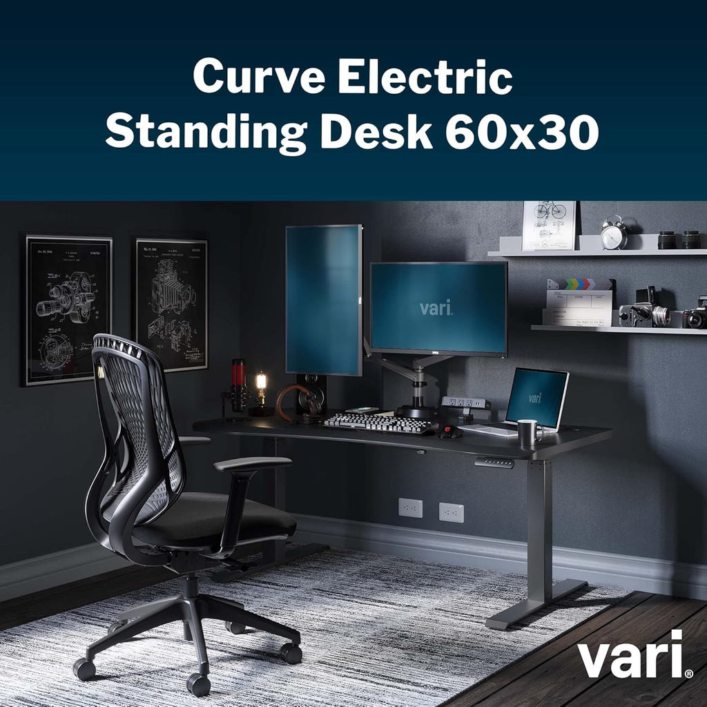 Electric Standing Desk 60" x 30" with Curved Desktop and Steel Legs N837790