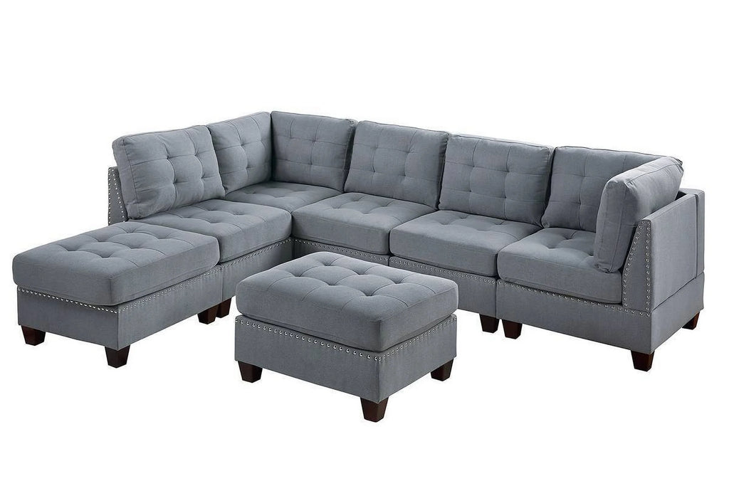 Gray Modular Sectional 7pc Set with Ottoman M6567