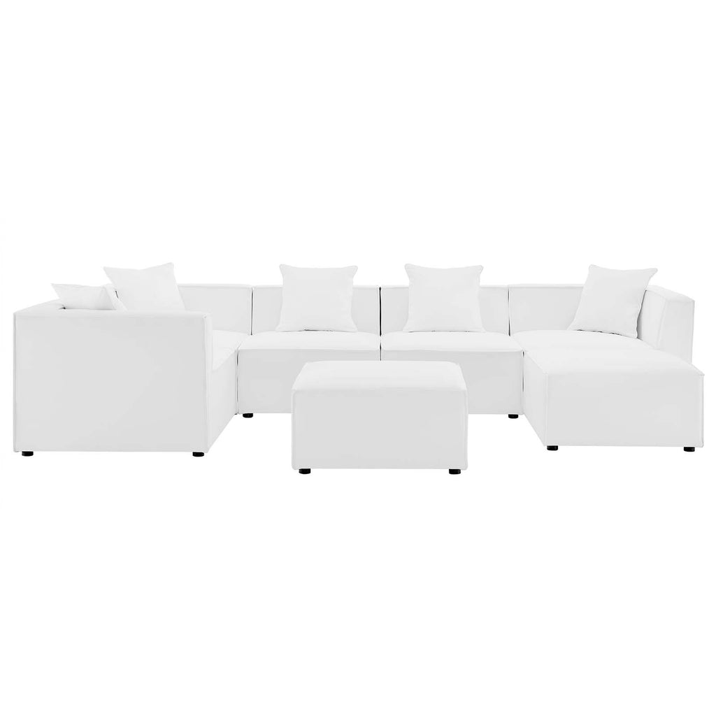 7-Piece White Upholstered Sectional Sofa G959