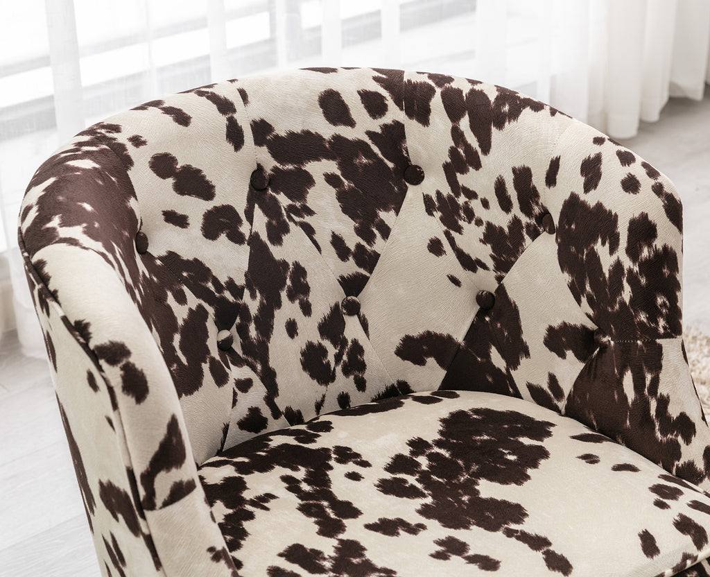 Modern Barrel Accent Chair, Velvet Curved Back Upholstered Single Sofa Club Chair with Button Tufting and Nailhead Trim C3906