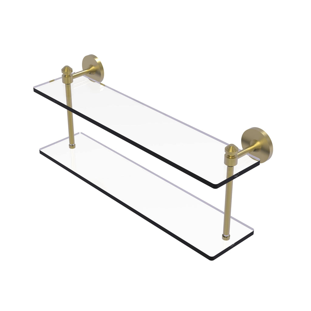 Polished Nickel Two Tiered Glass Shelf Y175
