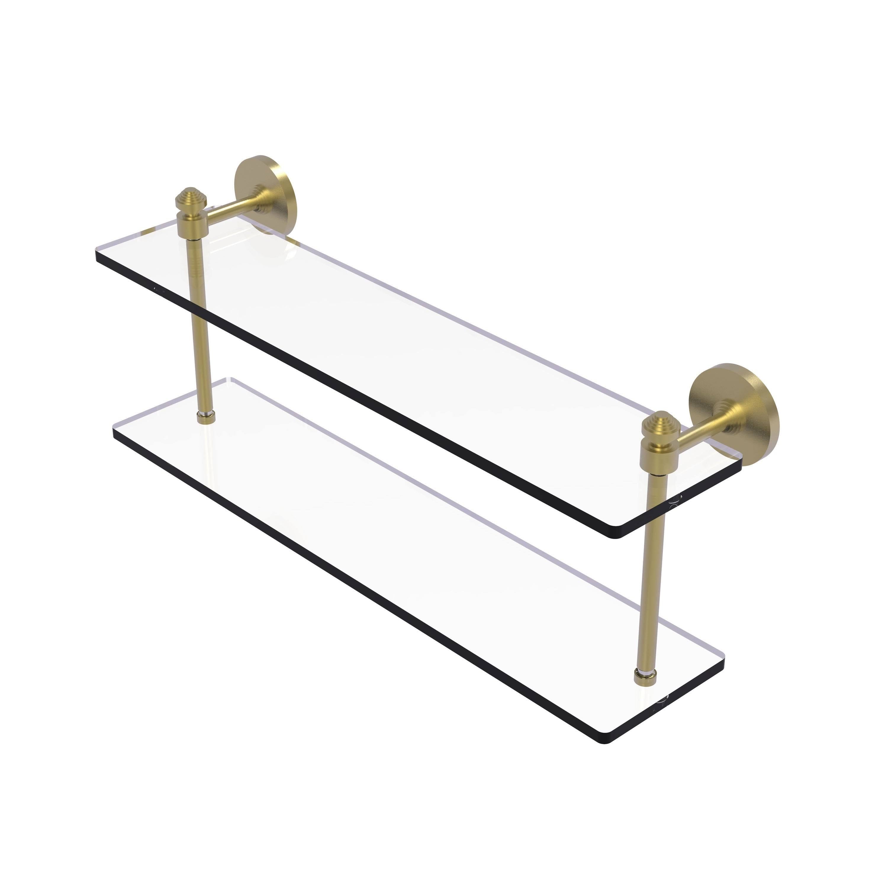 Polished Nickel Two Tiered Glass Shelf Y175