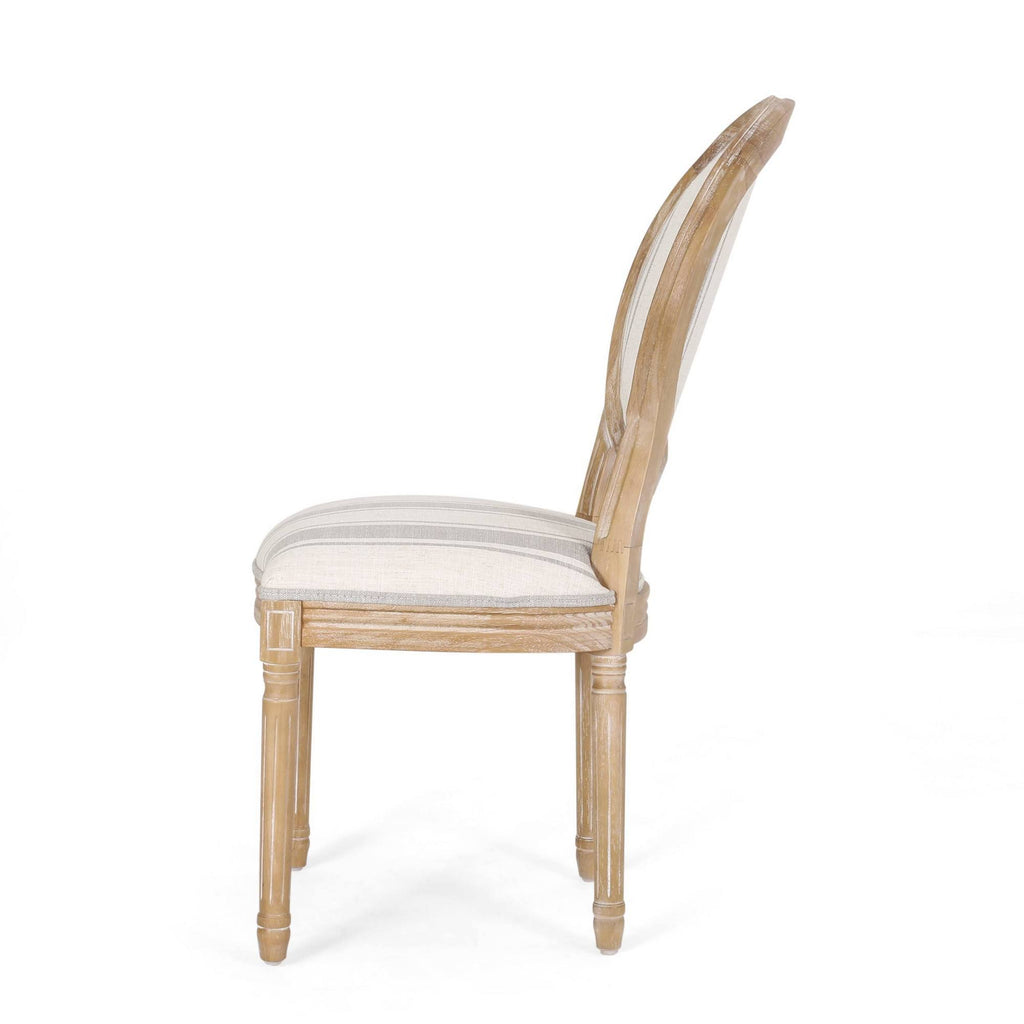 Dining Chair Set of 4 Gray Stripes Light Beige Natural U26032