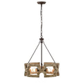 Rustic Farmhouse 4 Light Wood Grain Chandelier Pendant 19 Inch A794