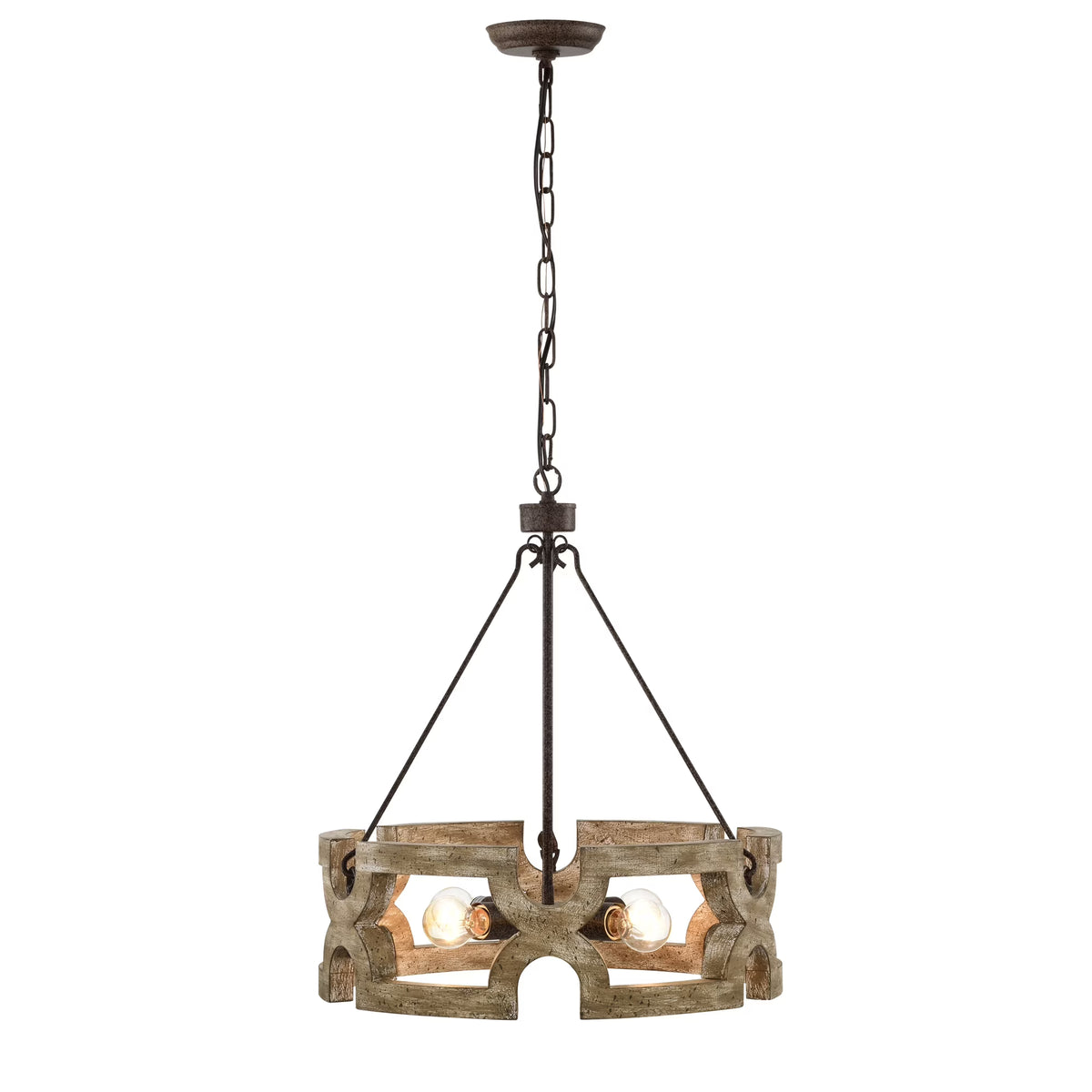 Rustic Farmhouse 4 Light Wood Grain Chandelier Pendant 19 Inch A794