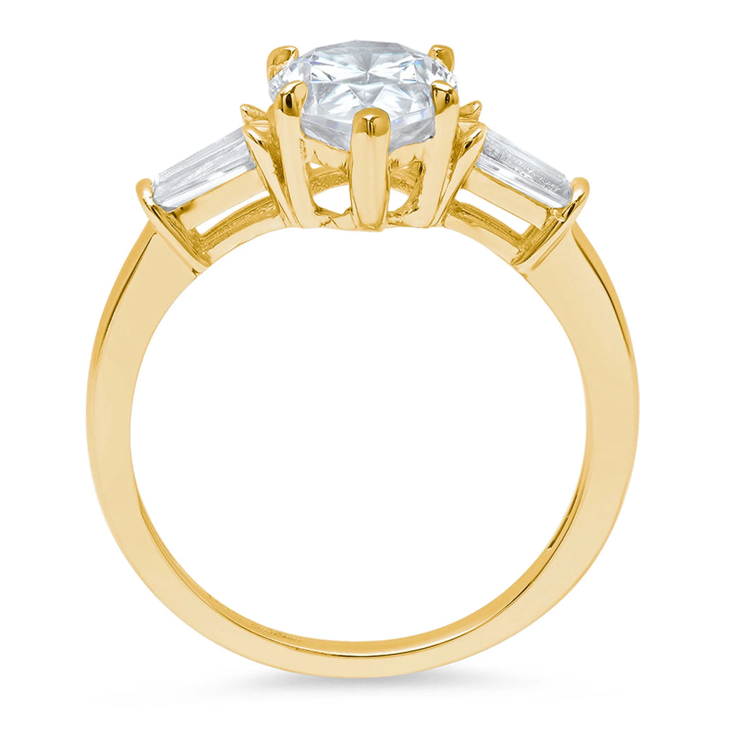 Pear Cut Cultured Diamond Three-Stone Engagement Ring Q342386
