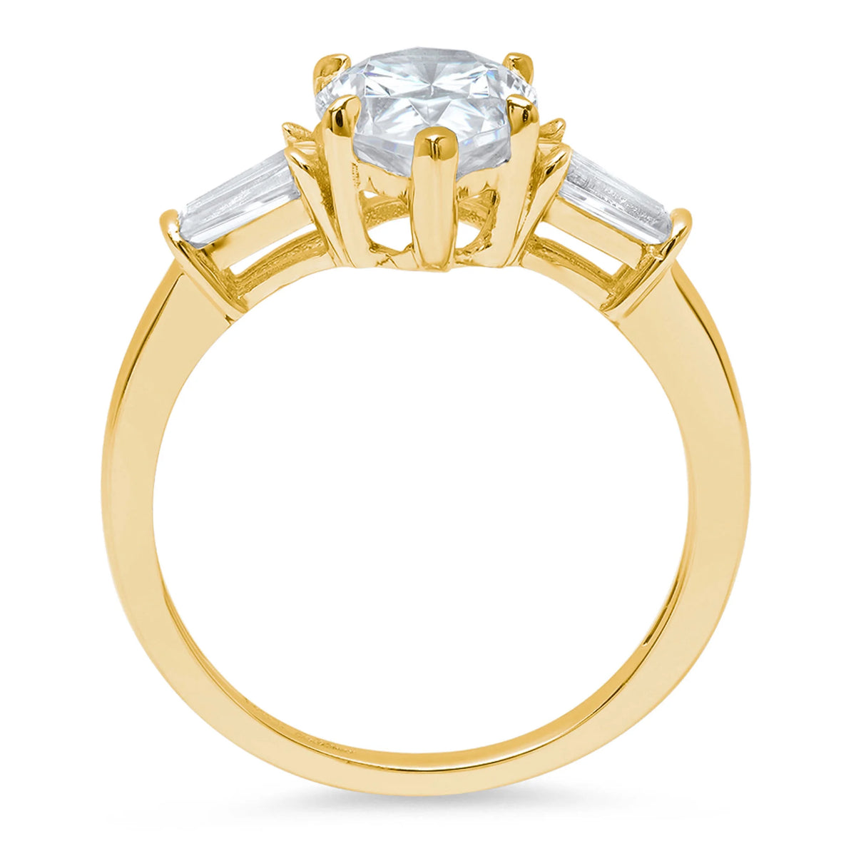 Pear Cut Cultured Diamond Three-Stone Engagement Ring Q342386