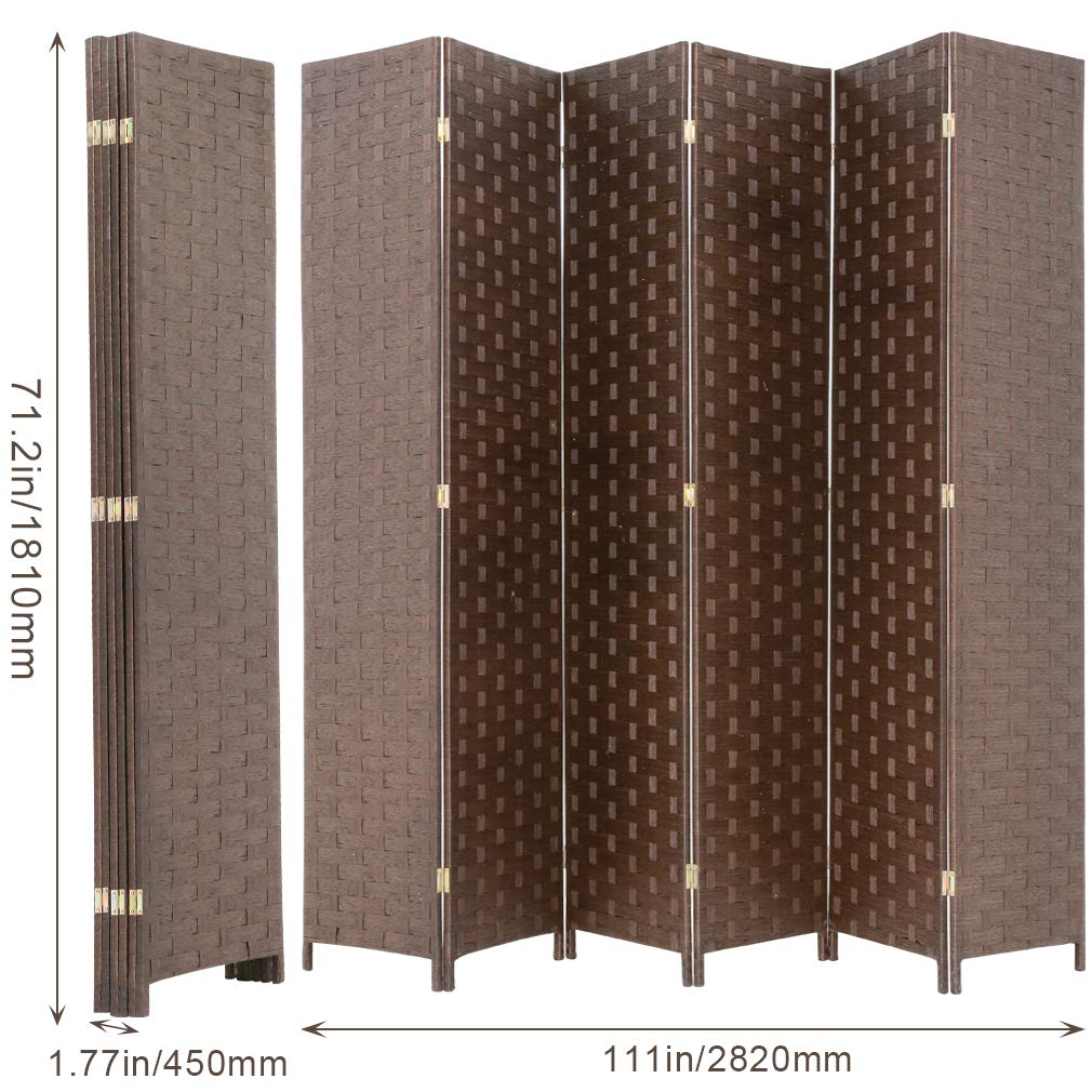 Brown Wood Mesh Folding Room Divider Screen M10510