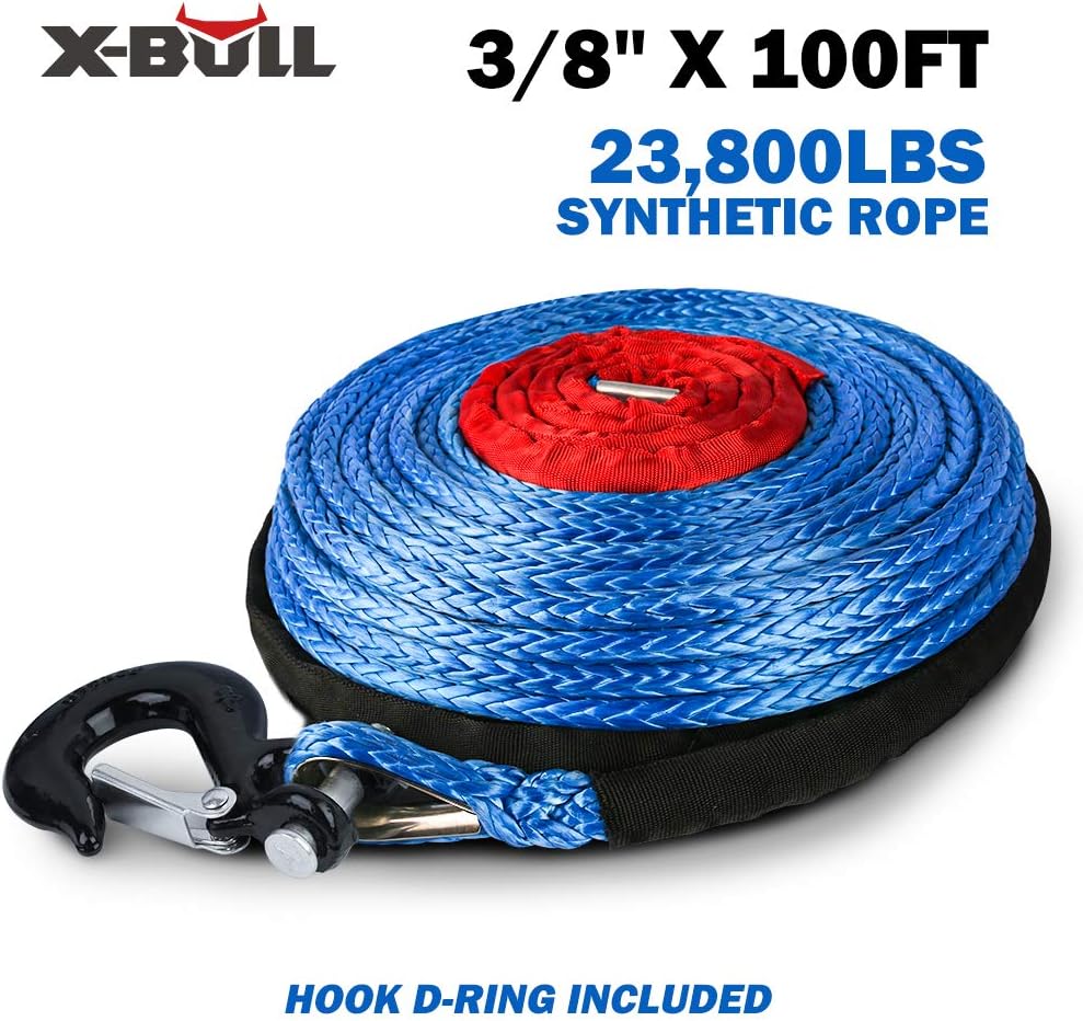 3/8" x 100ft Dyneema Synthetic Winch Rope with Hook N7322