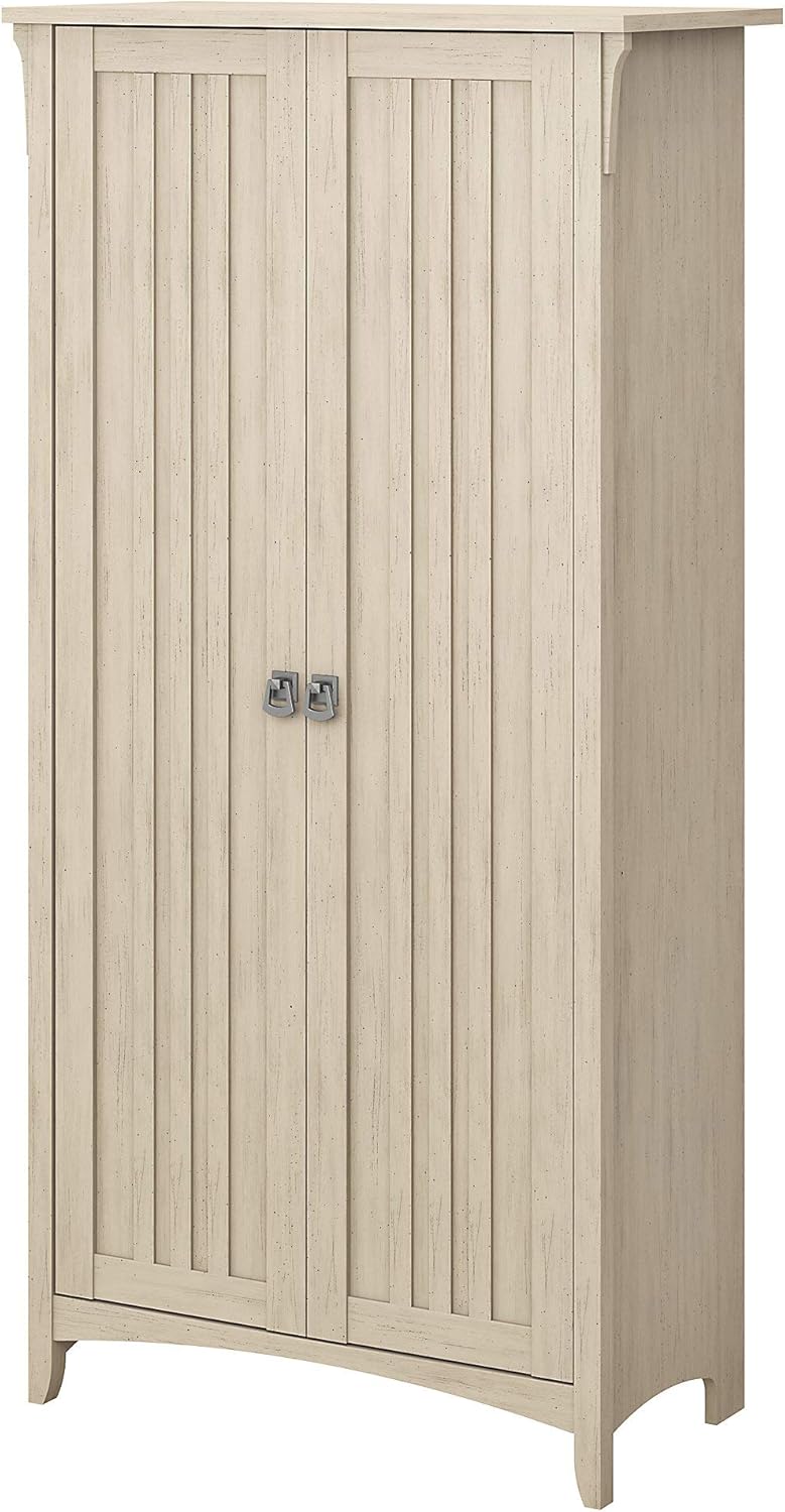 Antique White Tall Storage Cabinet with Doors V708
