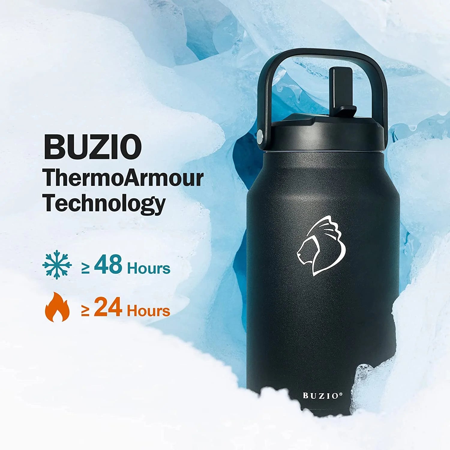 64oz Insulated Stainless Steel Water Bottle with Straw Lid Q549881