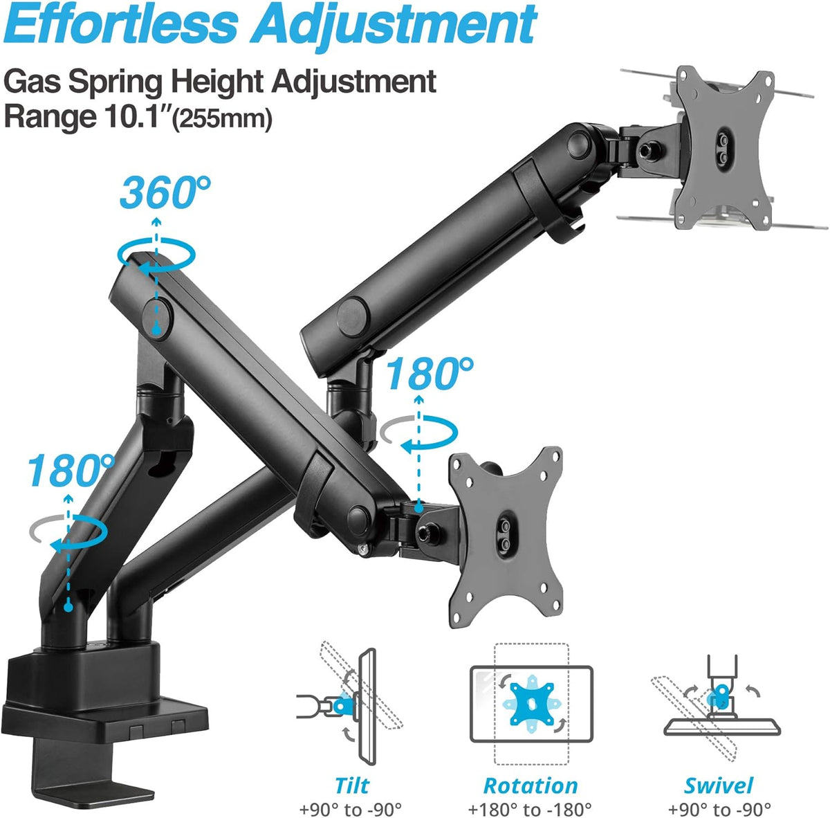 Laptop and Monitor Stand with 2 Full Motion Adjustable Arms A127