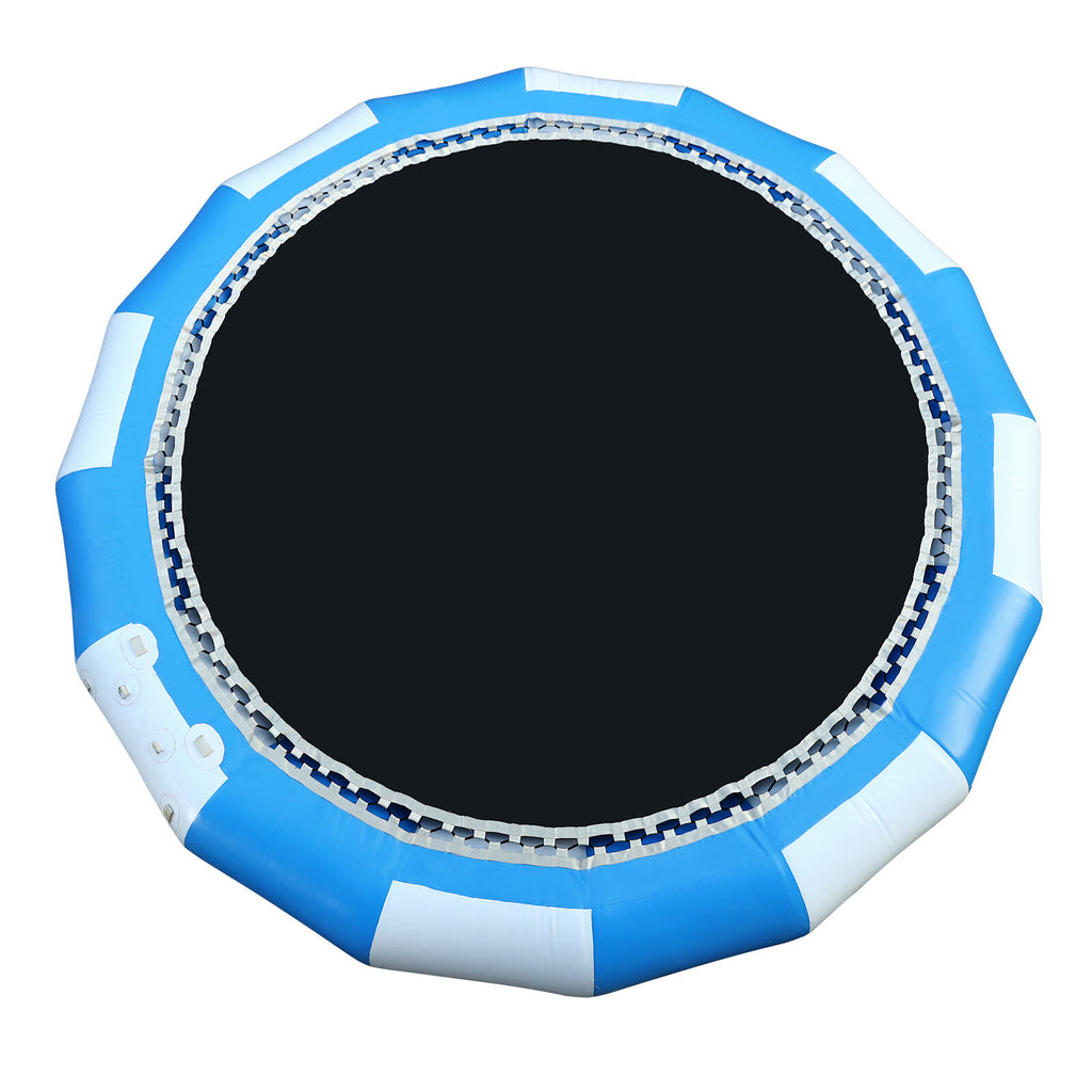 16.4Ft Inflatable Water Trampoline Blue & White 880Lb Capacity Floating Platform with Ladder N50822