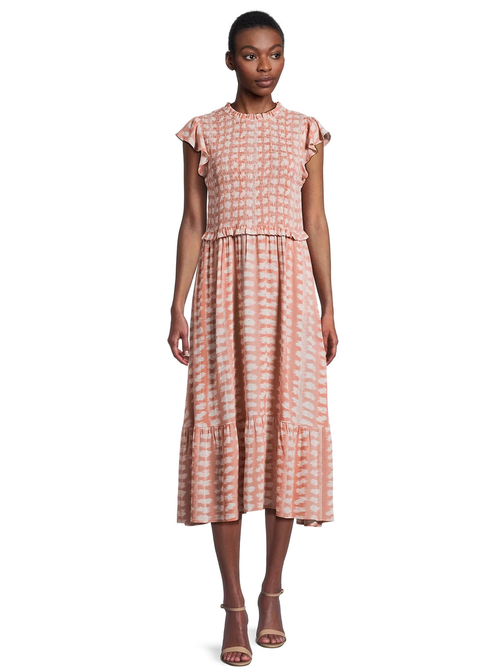 Smocked Bodice Midi Dress V2855
