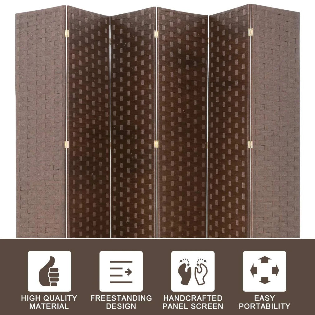 Brown Wood Mesh Folding Room Divider Screen M10510