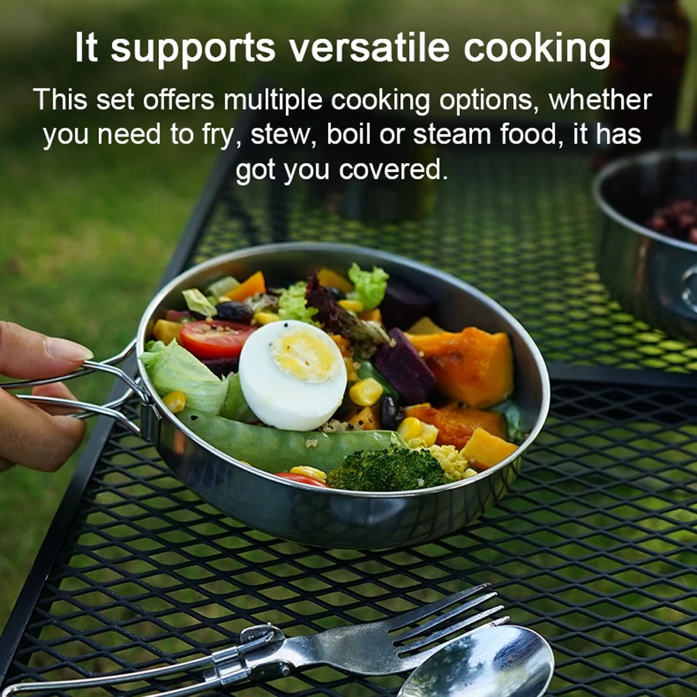 5pcs Stainless Steel Camping Cookware Set D7633