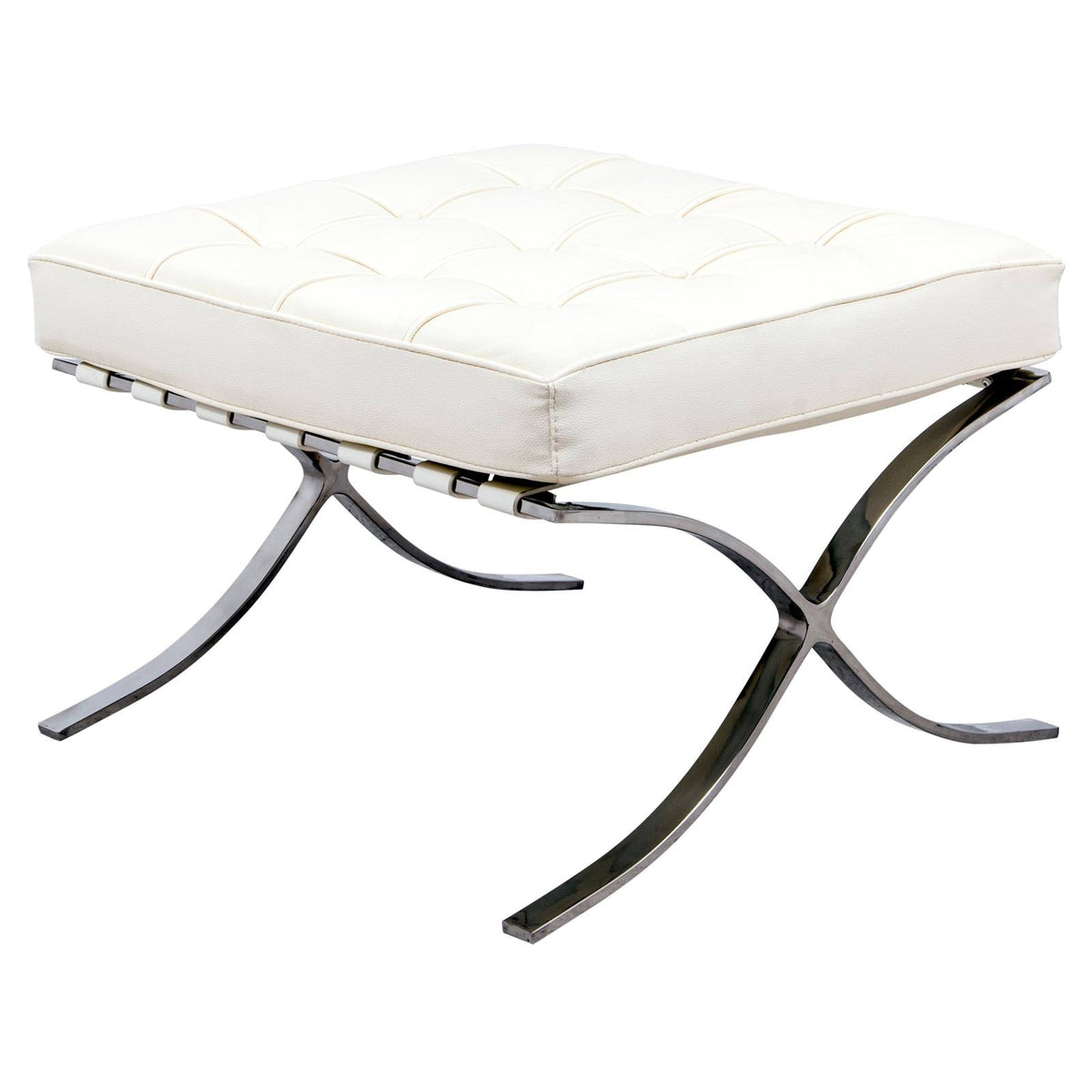 Ivory Leather Ottoman B423752