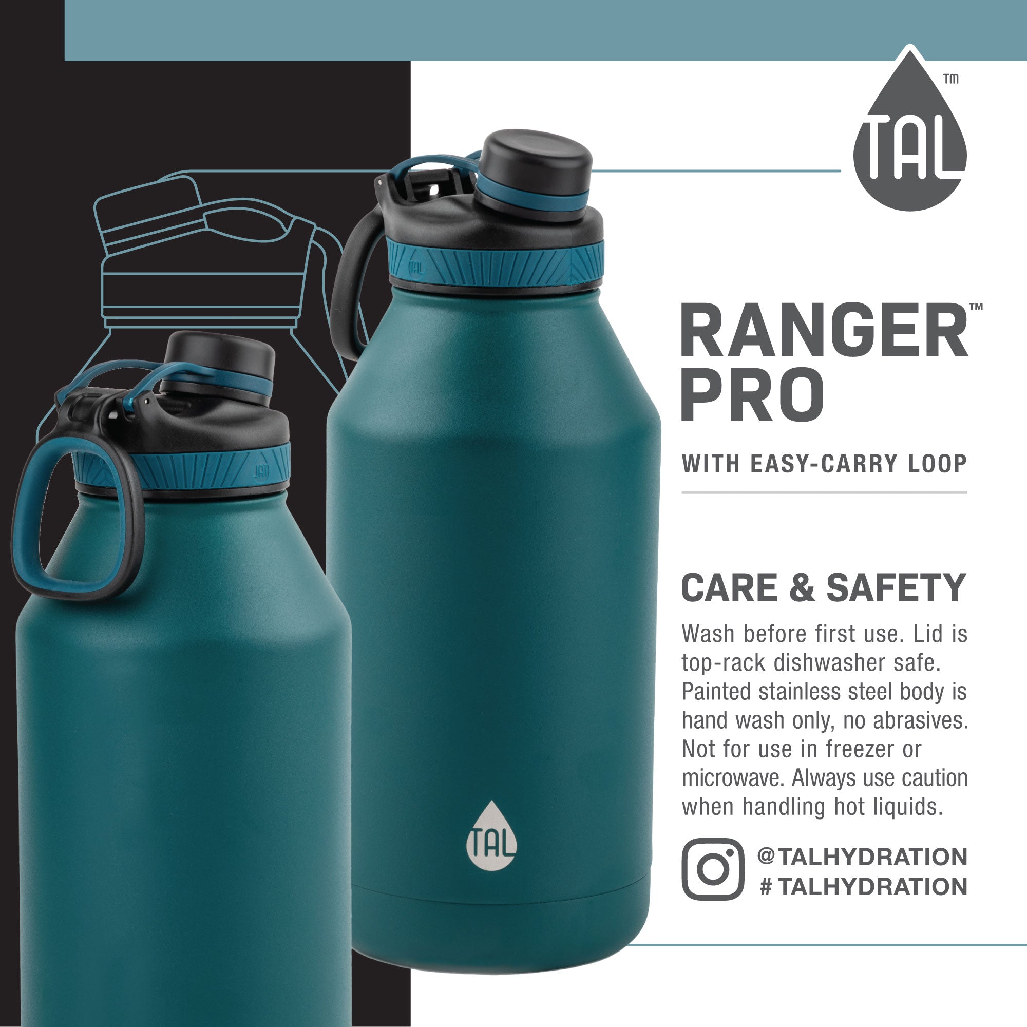 Navy Stainless Steel Water Bottle 64 fluid ounces S576
