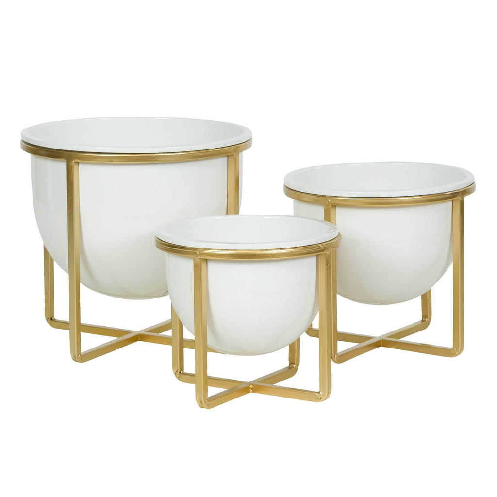 White & Gold Planters - Set of 3 Y334