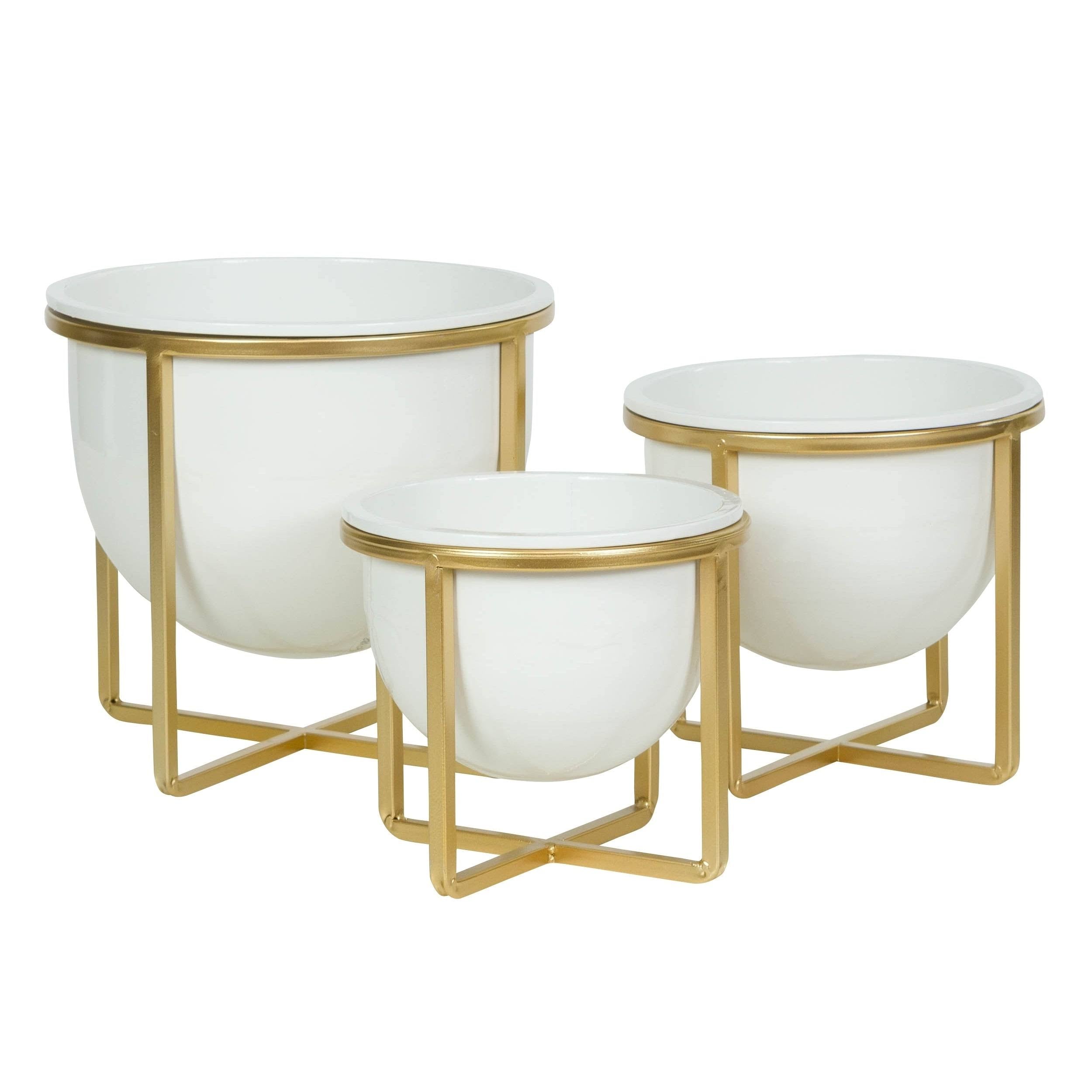 White & Gold Planters - Set of 3 Y334
