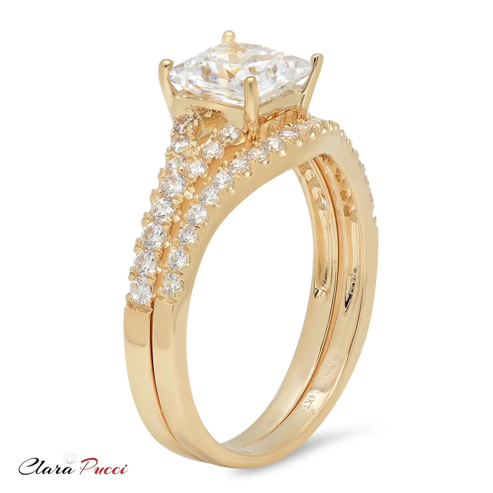 18K Yellow Gold Princess Cut Diamond Engagement Ring V279205