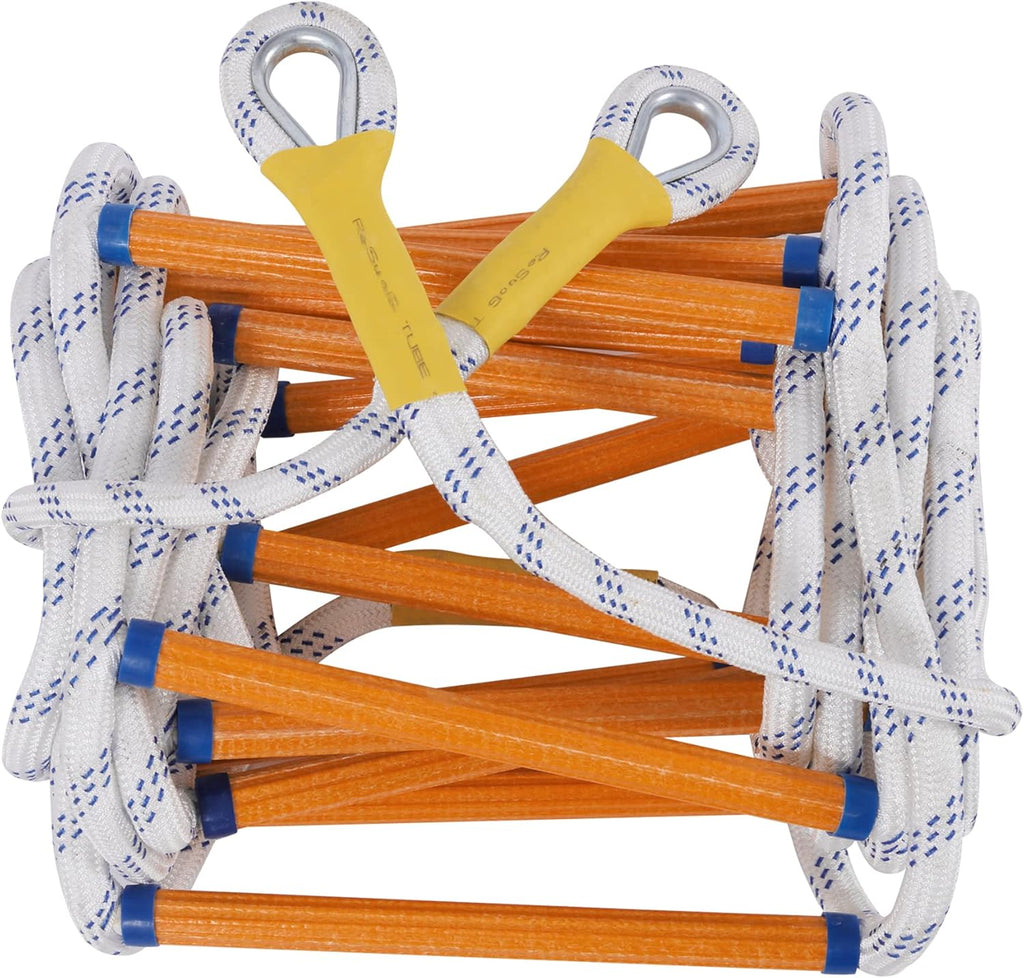 Emergency Fire Escape Ladder Flame Resistant Safety Extension Rope Ladder with 2 Hooks, 2M / 6.6FT E274100