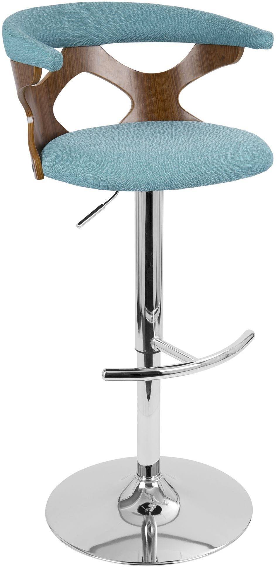 Walnut and Teal Adjustable Barstool A95368