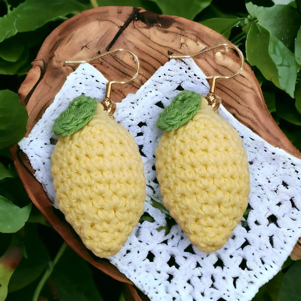 Blue Crocheted Lemon Drops Earrings K60658
