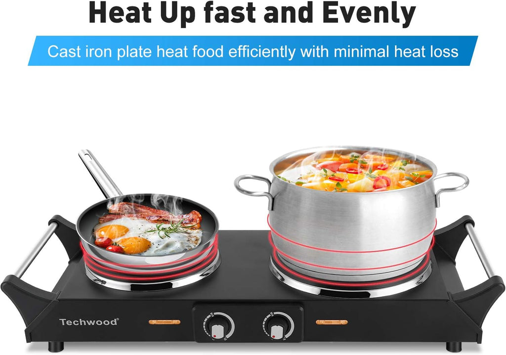1800W Double Burner Hot Plate with Adjustable Temperature J3599