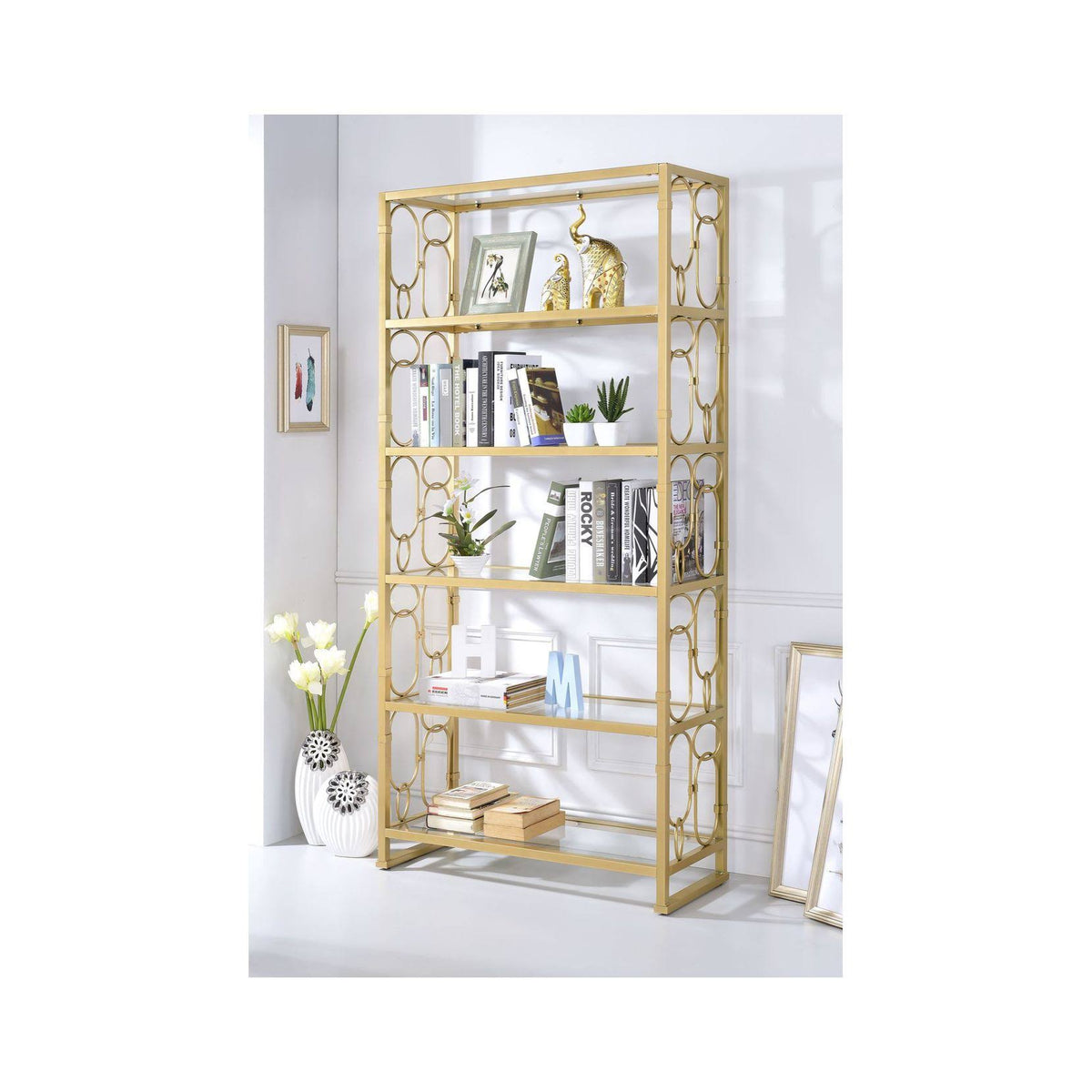 Clear Glass & Gold Bookshelf R376536