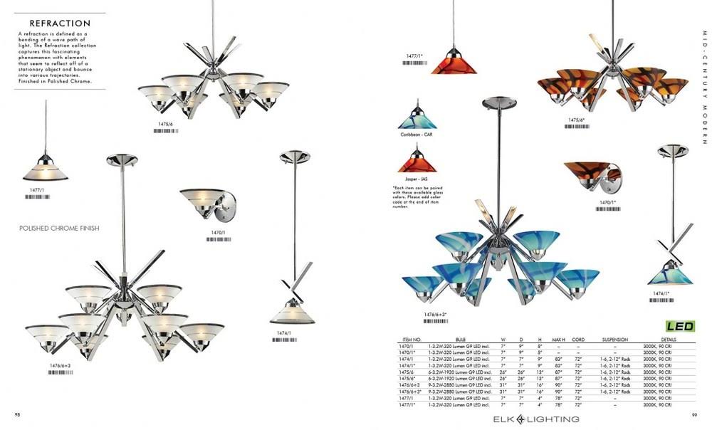 Polished Chrome Etched Clear Glass 3 Light Pendant F196