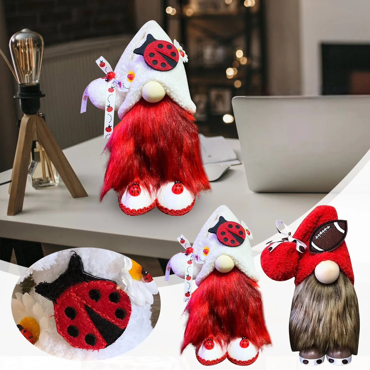 Ladybugs Daisy Gnome Holiday Ornament Doll Decorations J435