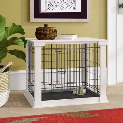 White Medium Pet Crate End Table X7723