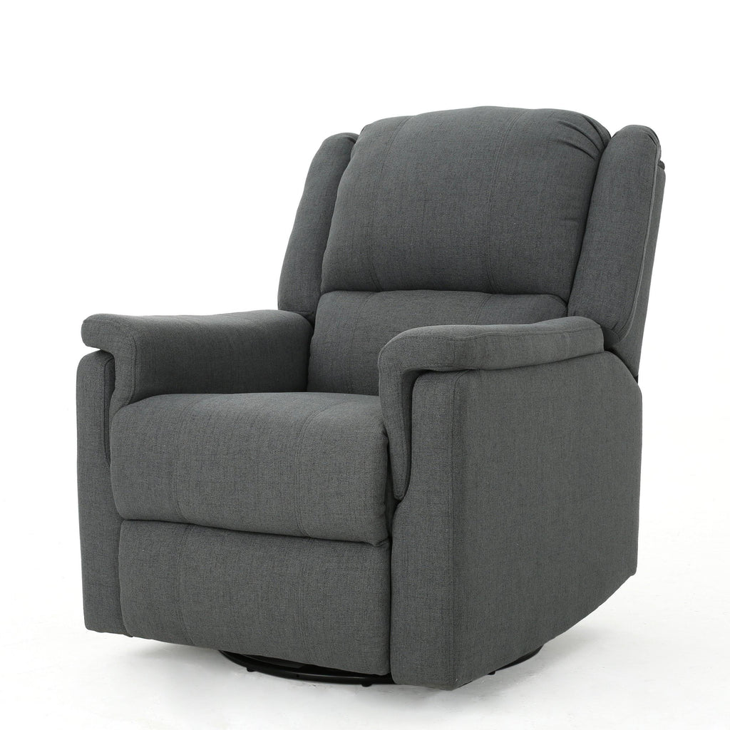 Charcoal Tufted Fabric Swivel Gliding Recliner Chair W6609