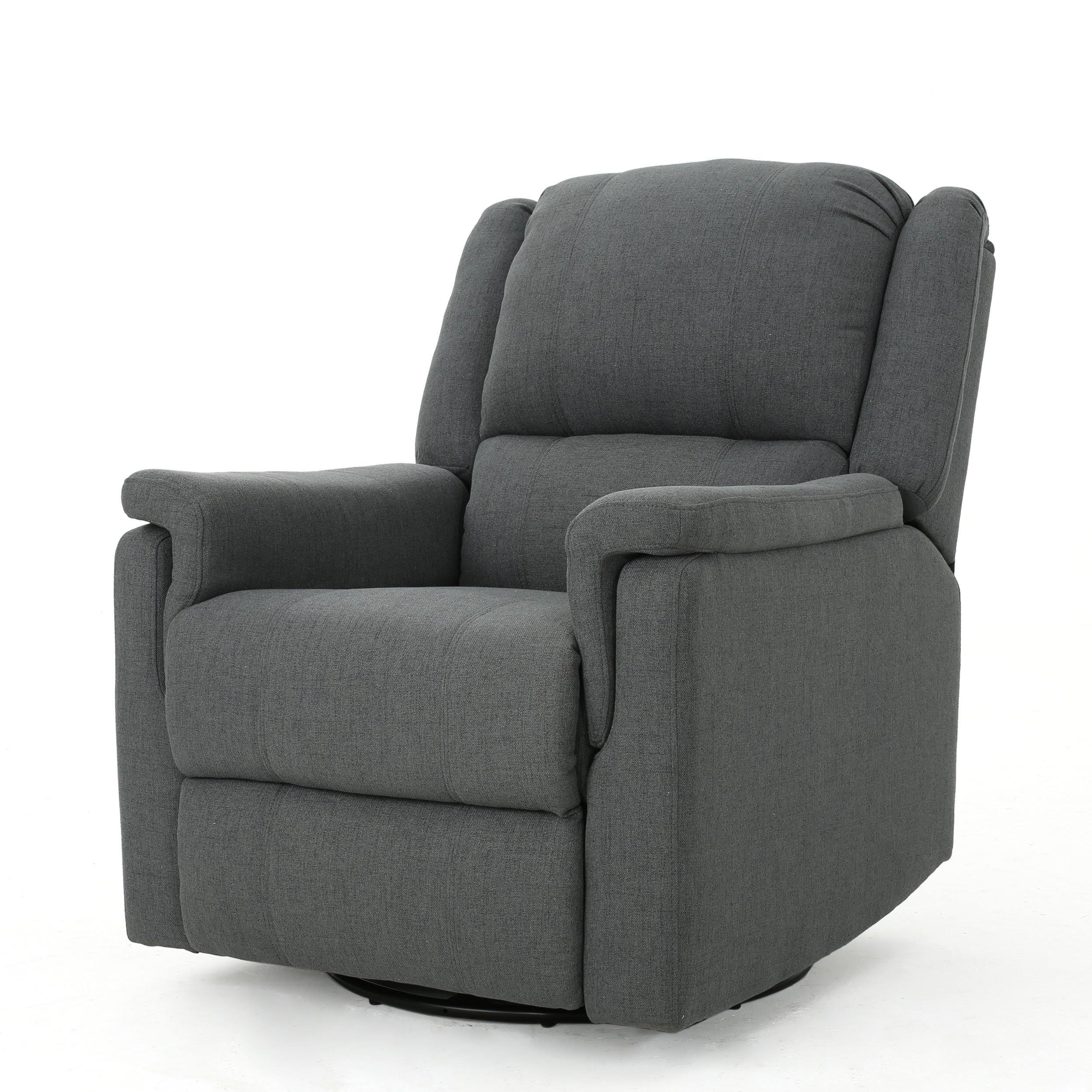 Charcoal Tufted Fabric Swivel Gliding Recliner Chair W6609