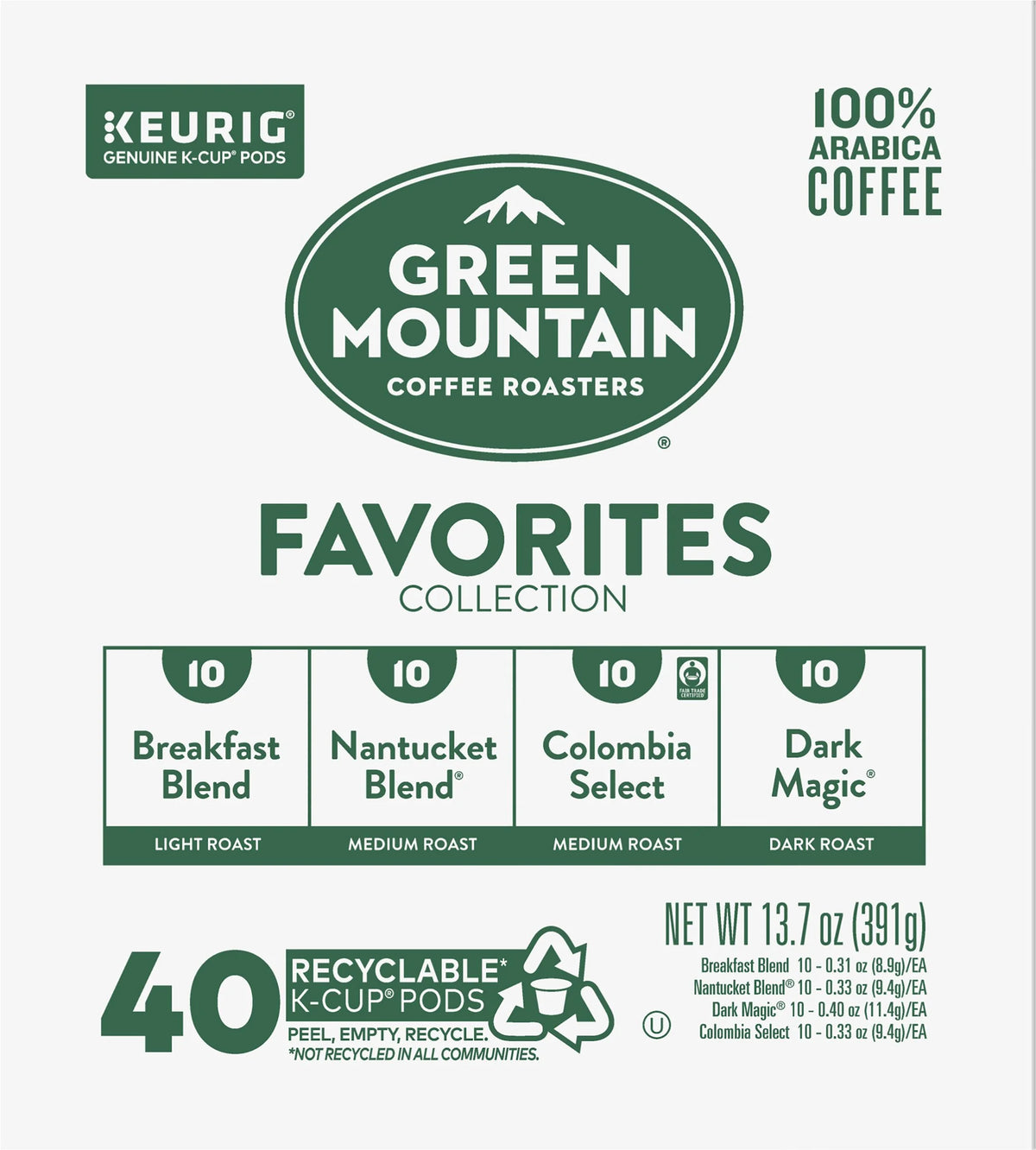 40 Count Single-Serve Coffee K-Cup Pods Sampler J98659