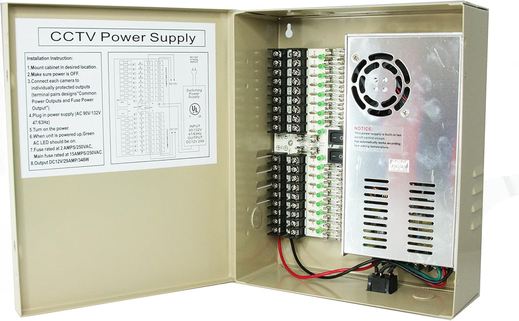 18 Channel 12V DC 29A CCTV Power Distribution Box X647792