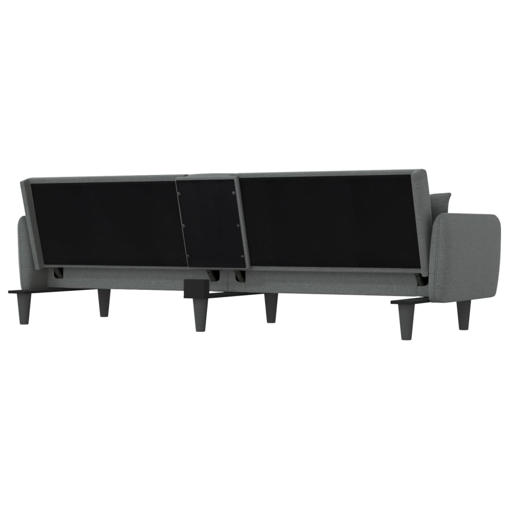 Dark Gray Fabric Sofa Bed with Cup Holders G49266
