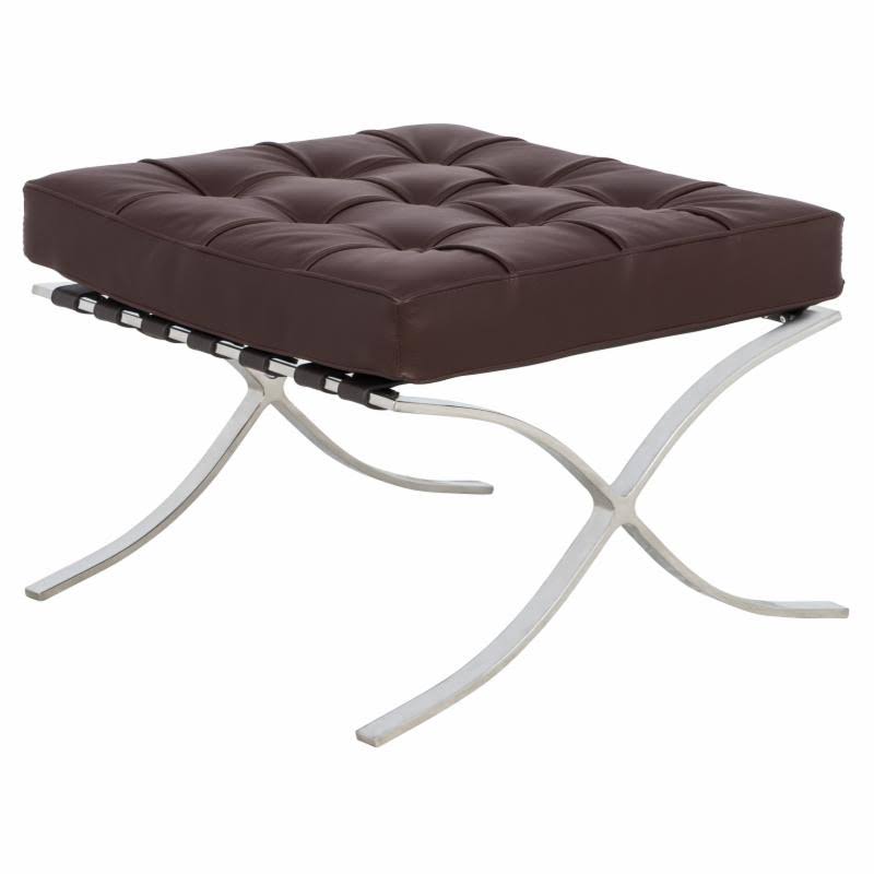 Ivory Leather Ottoman B423752