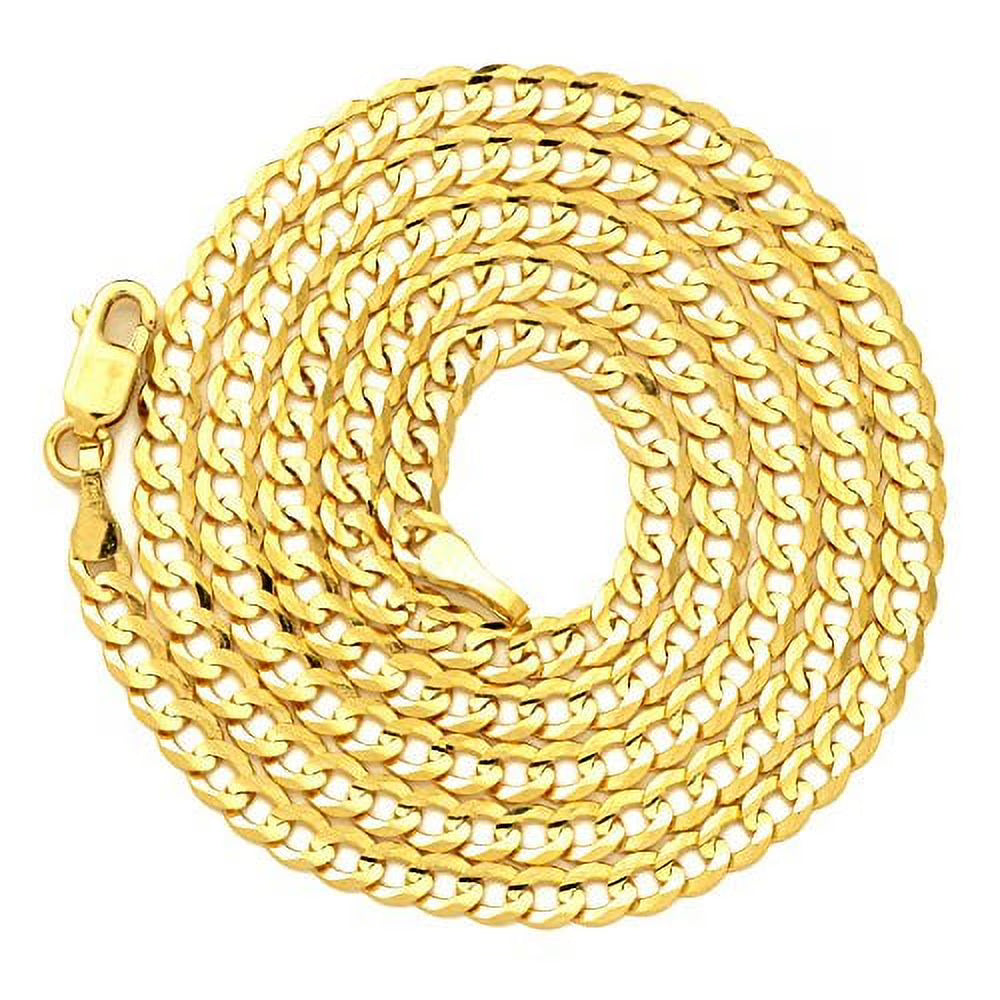 10k Yellow Gold 3mm Solid Curb Cuban Necklace with Lobster Lock (24") U66428