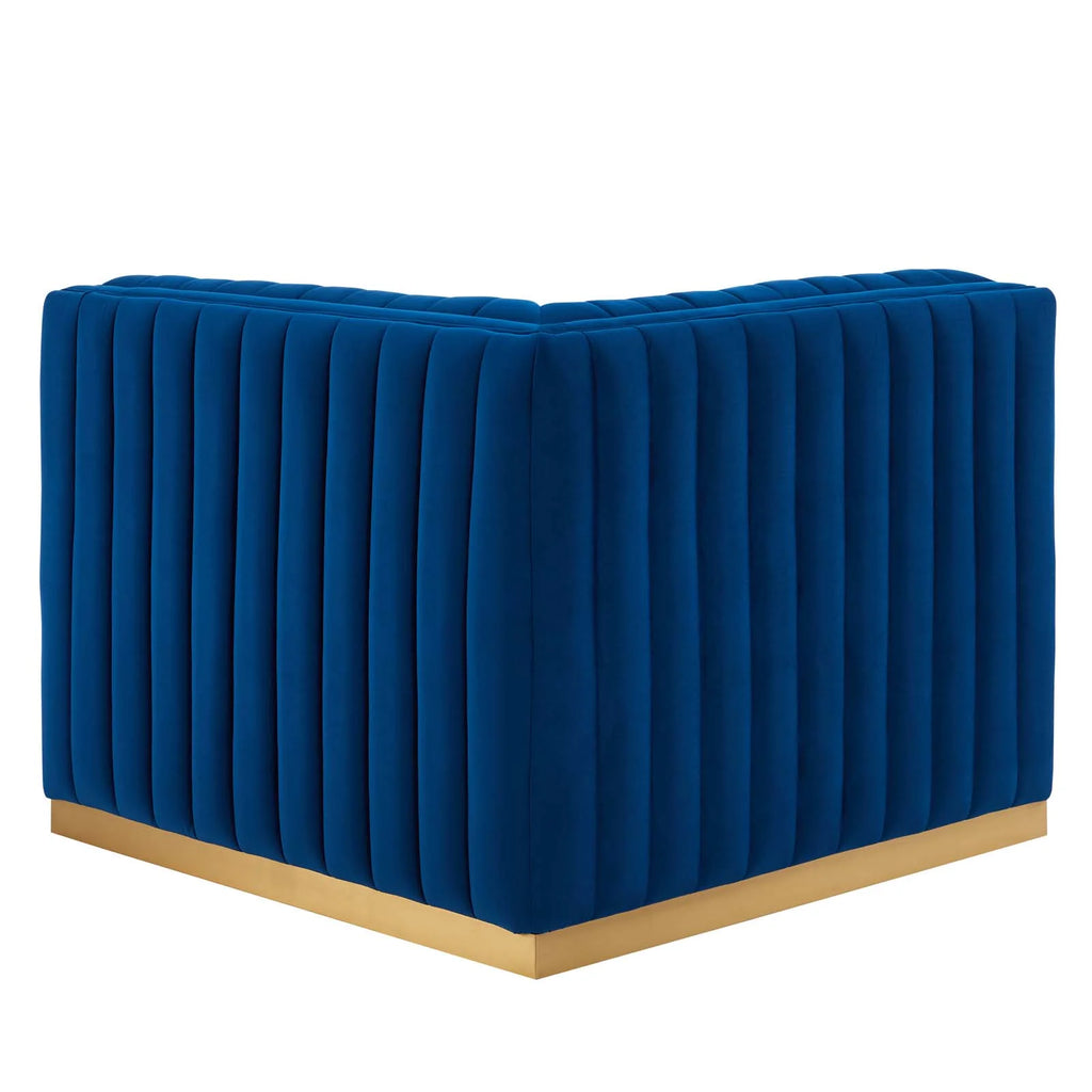 Gold/Navy Velvet Right Corner Chair M810
