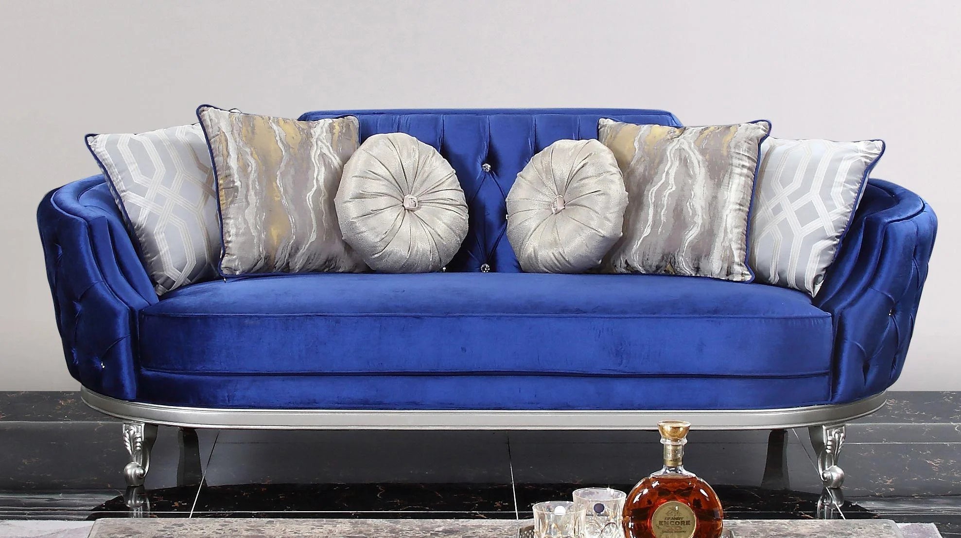 Blue Velvet Sofa Set 2Pc R560